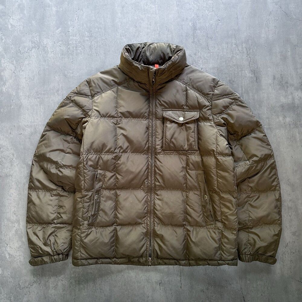J.Crew Expedition Down Puffer Jacket Mens Medium  Green Hooded 80/20